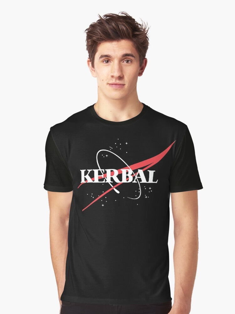 Kerbal Space Program graphic t-shirt and hoodie featuring the iconic Kerbal "meatball" logo and space elements for KSP fans. - Men