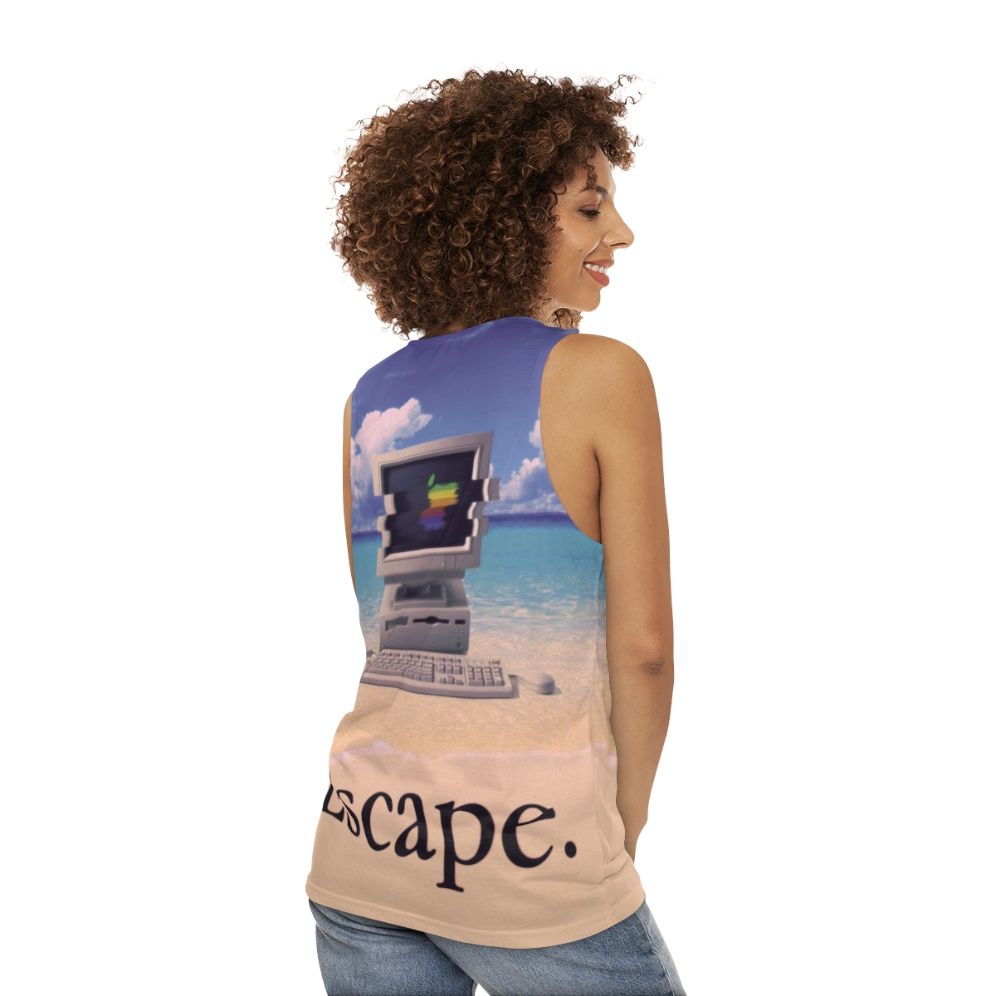 Vaporwave Macintosh Unisex Tank Top - women back