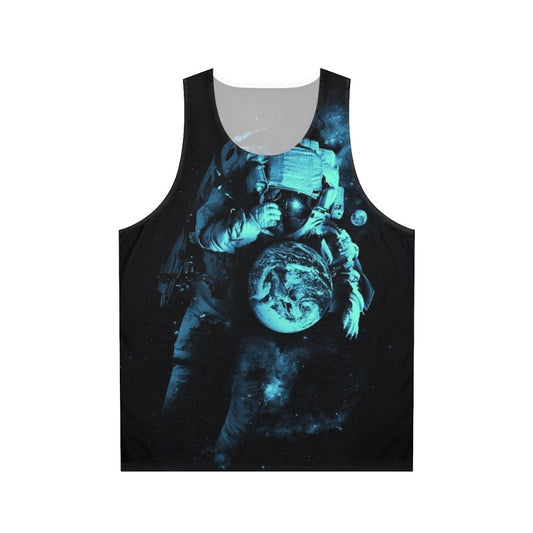 Unisex tank top with a cosmic, galaxy-inspired design