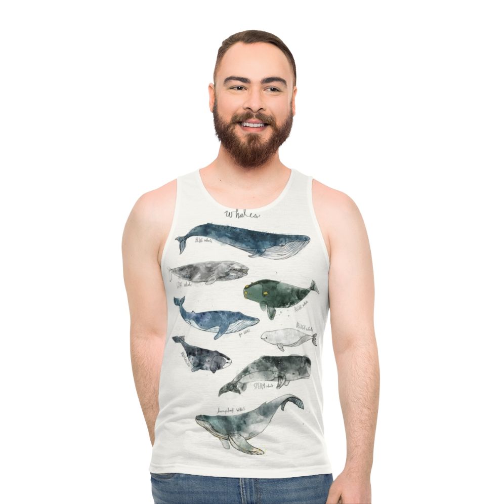 Watercolor whale unisex tank top - men