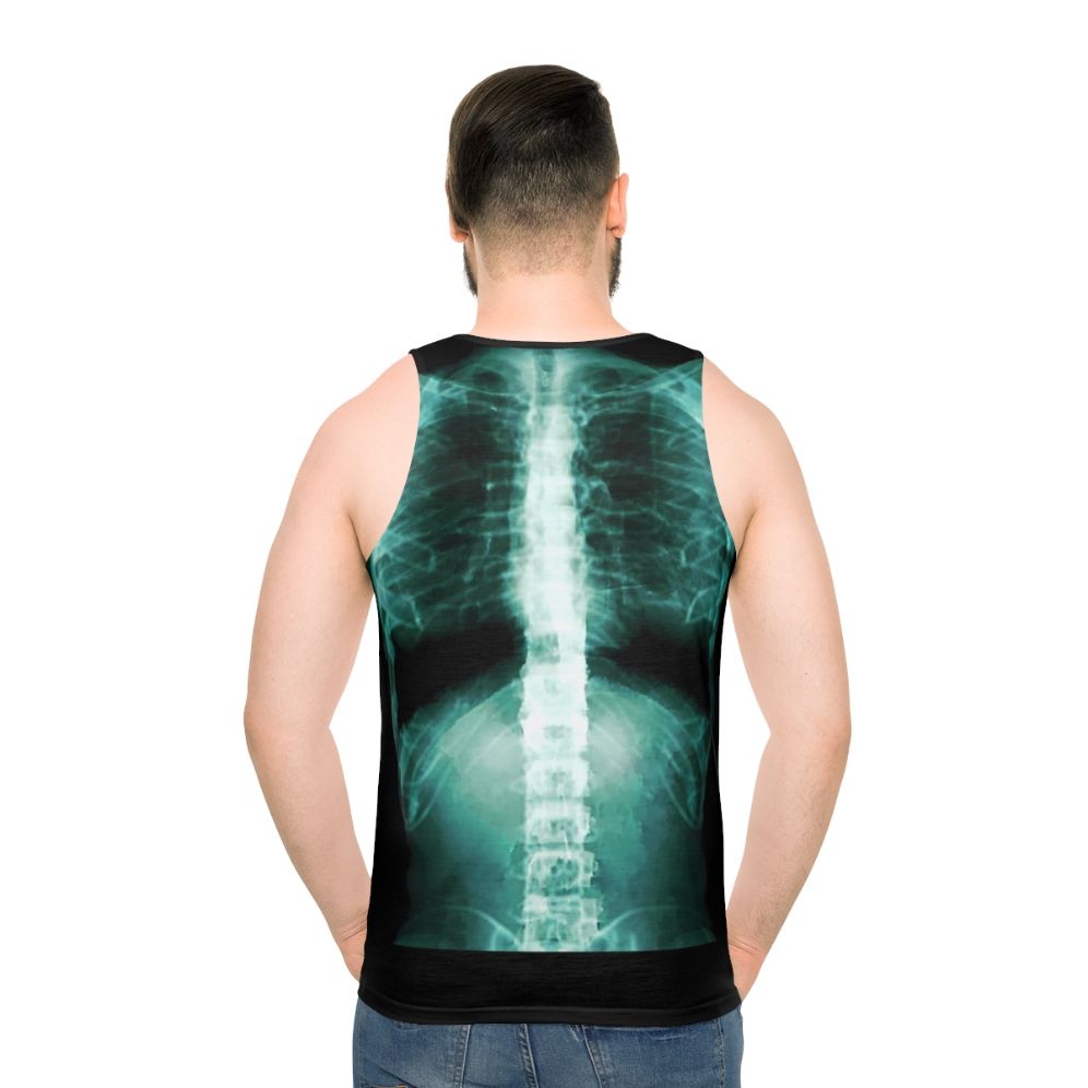 Unisex x-ray anatomy tank top with skeletal system design - men back