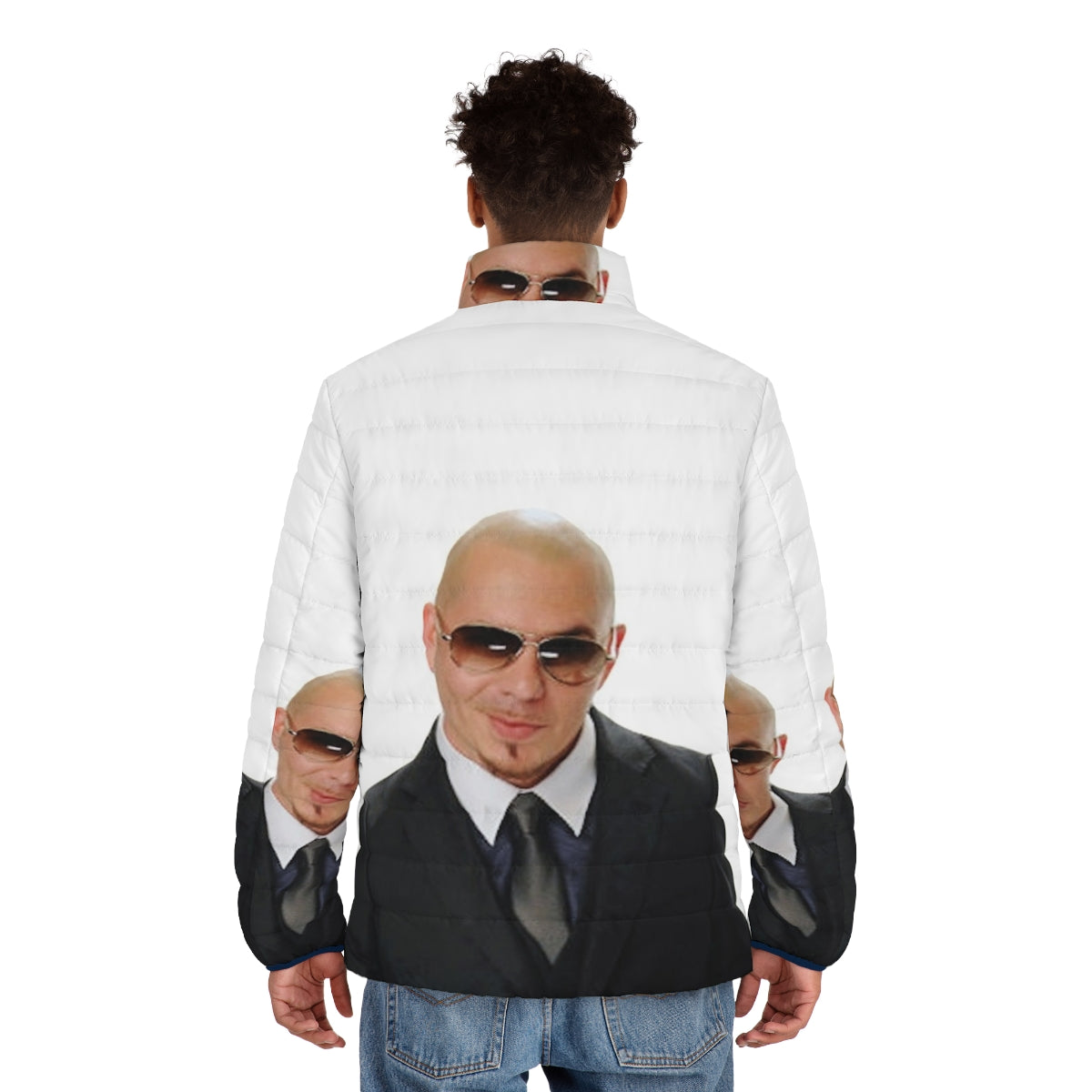 Pitbull 305 puffer jacket with edgy meme design - men back