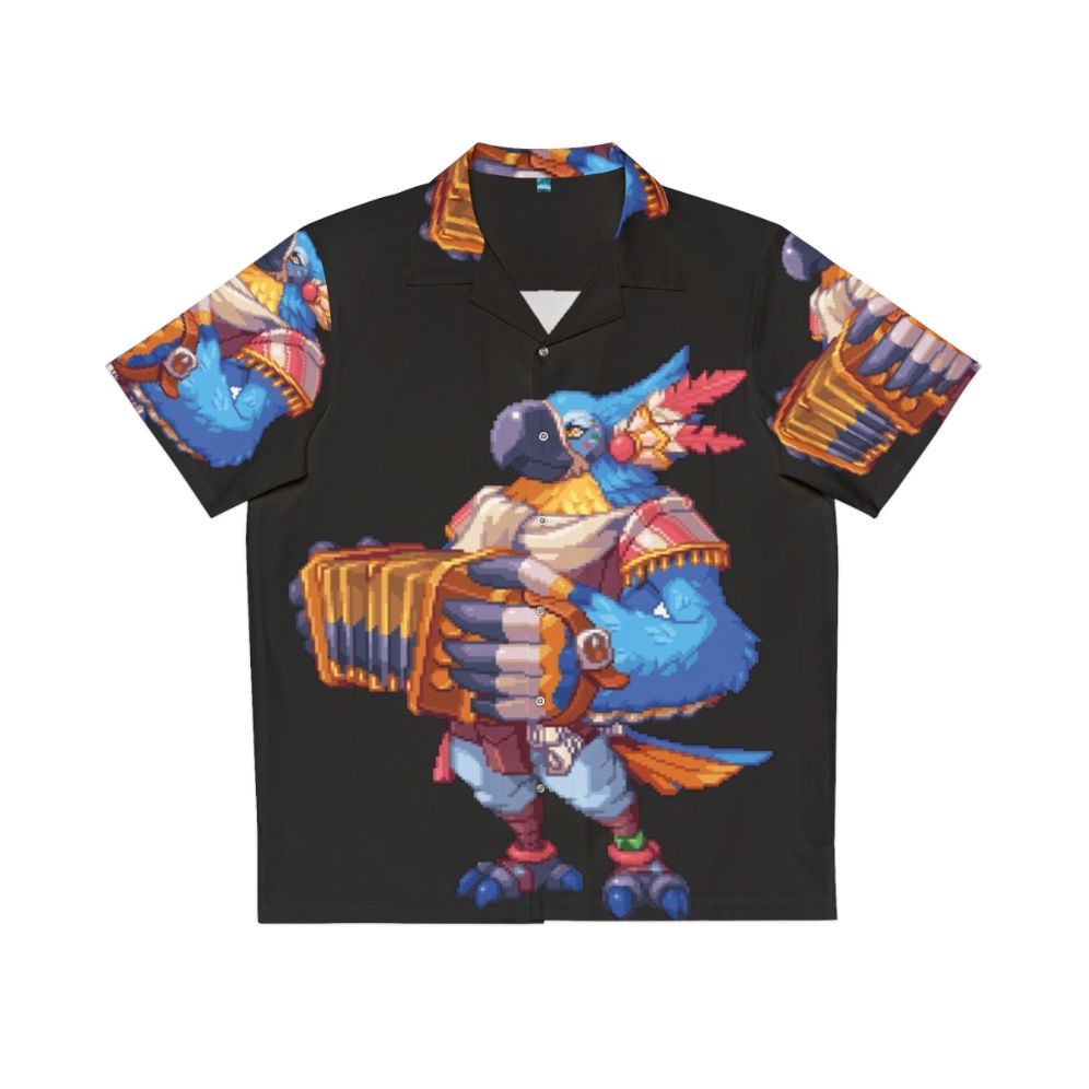 Pixel art Hawaiian shirt featuring Kass the bird from The Legend of Zelda: Breath of the Wild