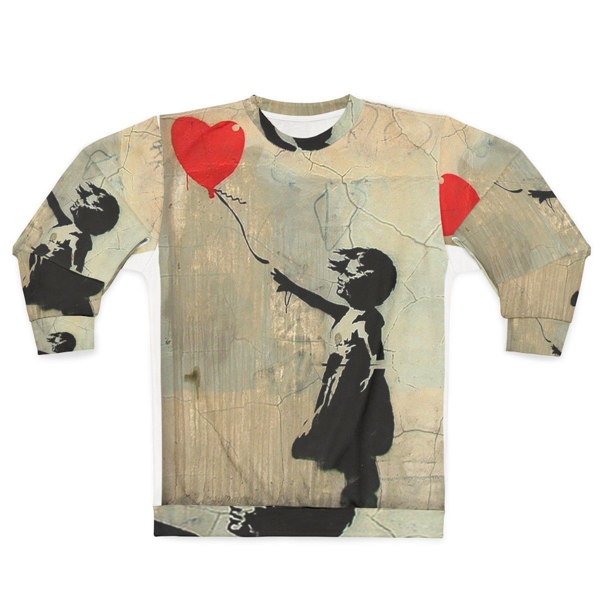 Banksy-inspired red heart balloon women's sweatshirt