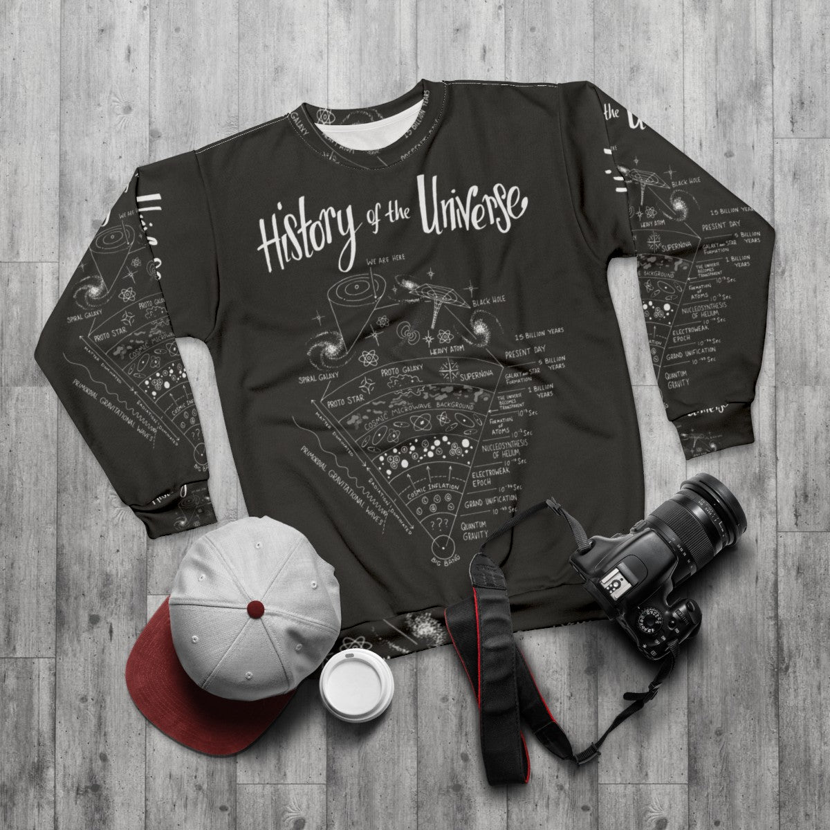 Cosmic History of the Universe Sweatshirt - flat lay