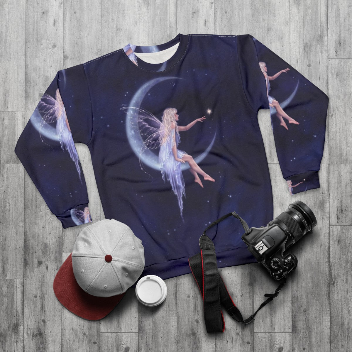 Celestial Moon Fairy Fantasy Sweatshirt - flat lay