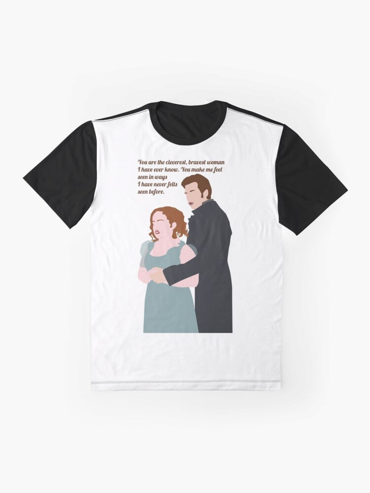 Bridgerton Netflix graphic t-shirt featuring Colin and Penelope Bridgerton from the hit Netflix series - Flat lay