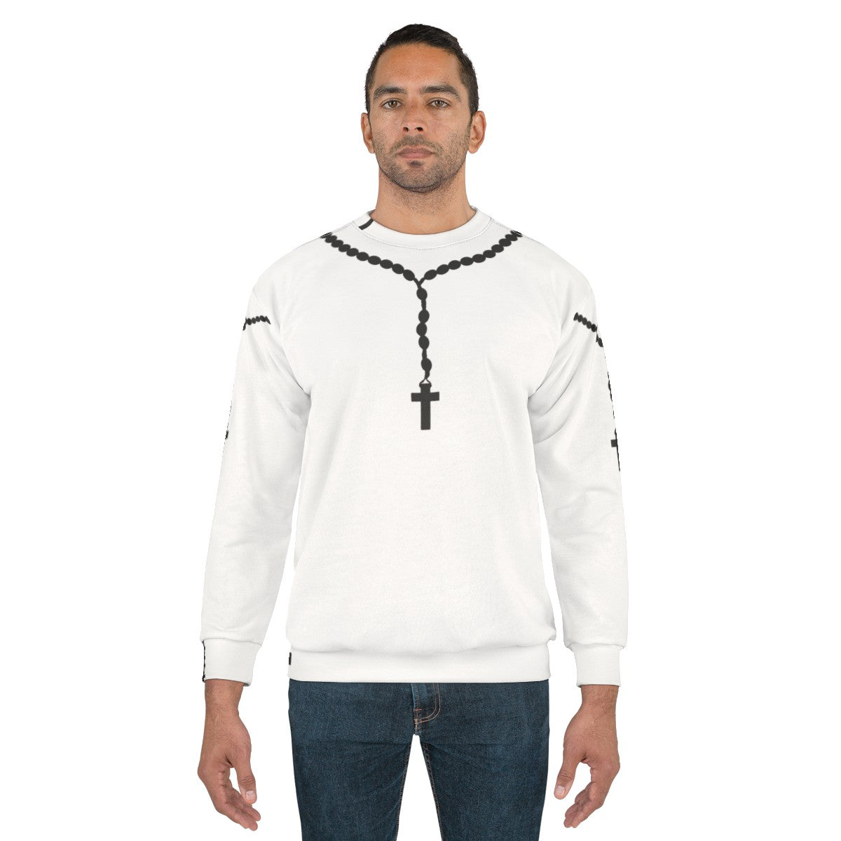 Black rosary beads sweatshirt - men