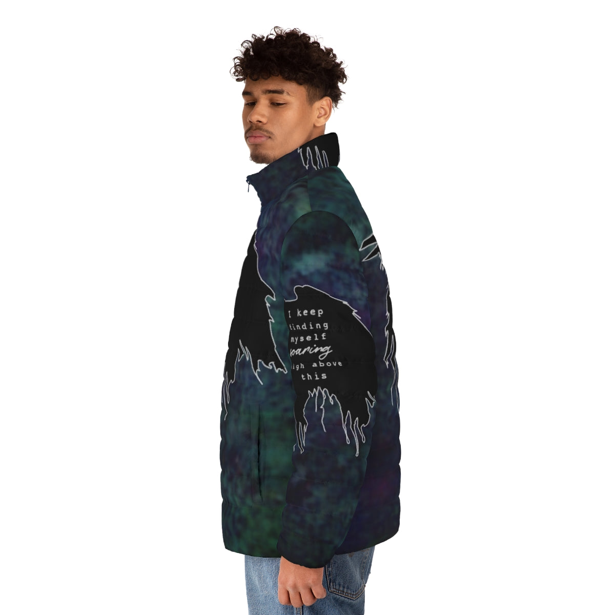 Impossible Puffer Jacket, acid wash minimalist grunge style - men side left