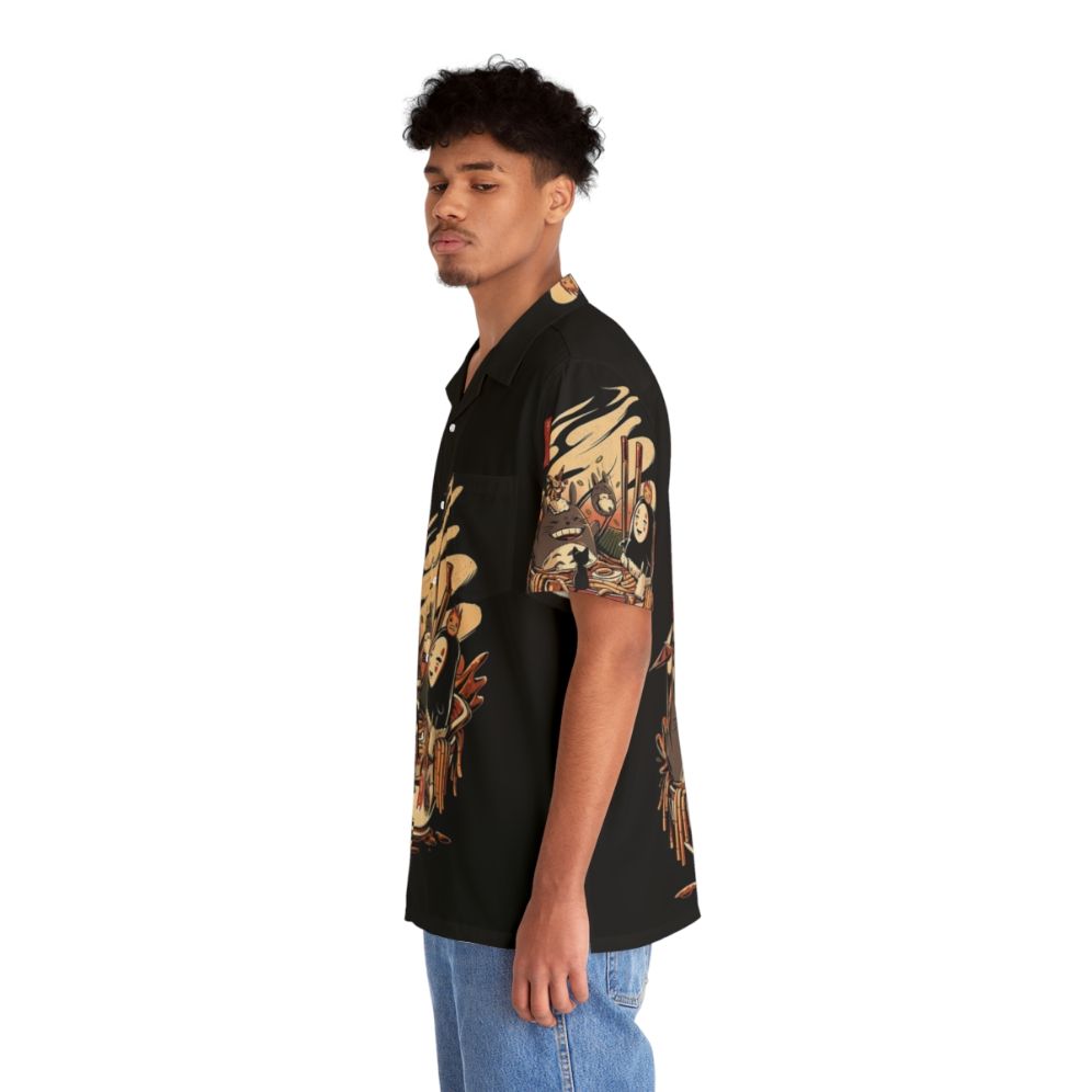 Ramen noodle pattern Hawaiian shirt with anime-inspired design - People Left