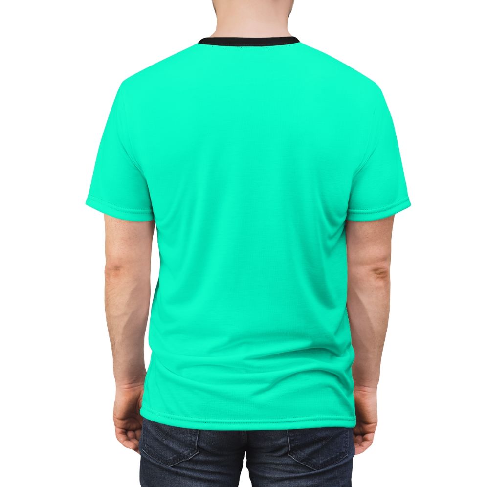 Bright neon gradient and color-block design on a high-quality t-shirt. - men back