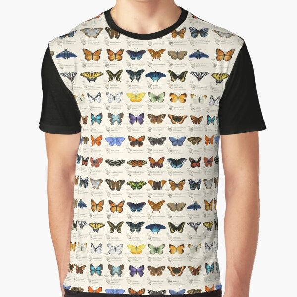 Butterflies of North America Graphic T-Shirt featuring a science-inspired butterfly chart design