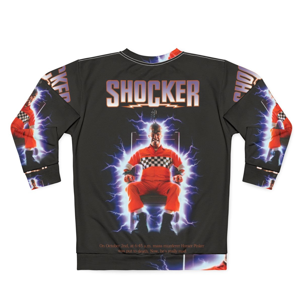 Shocker horror movie sweatshirt with retro 80s slasher design - Back