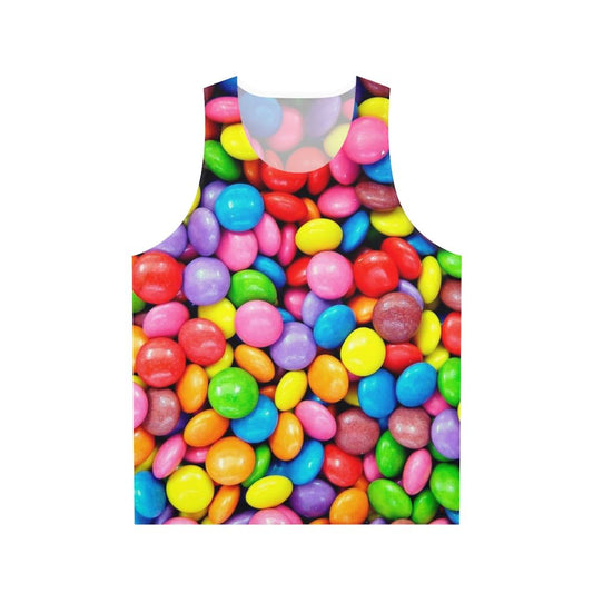 Colorful unisex tank top with Smarties candy design