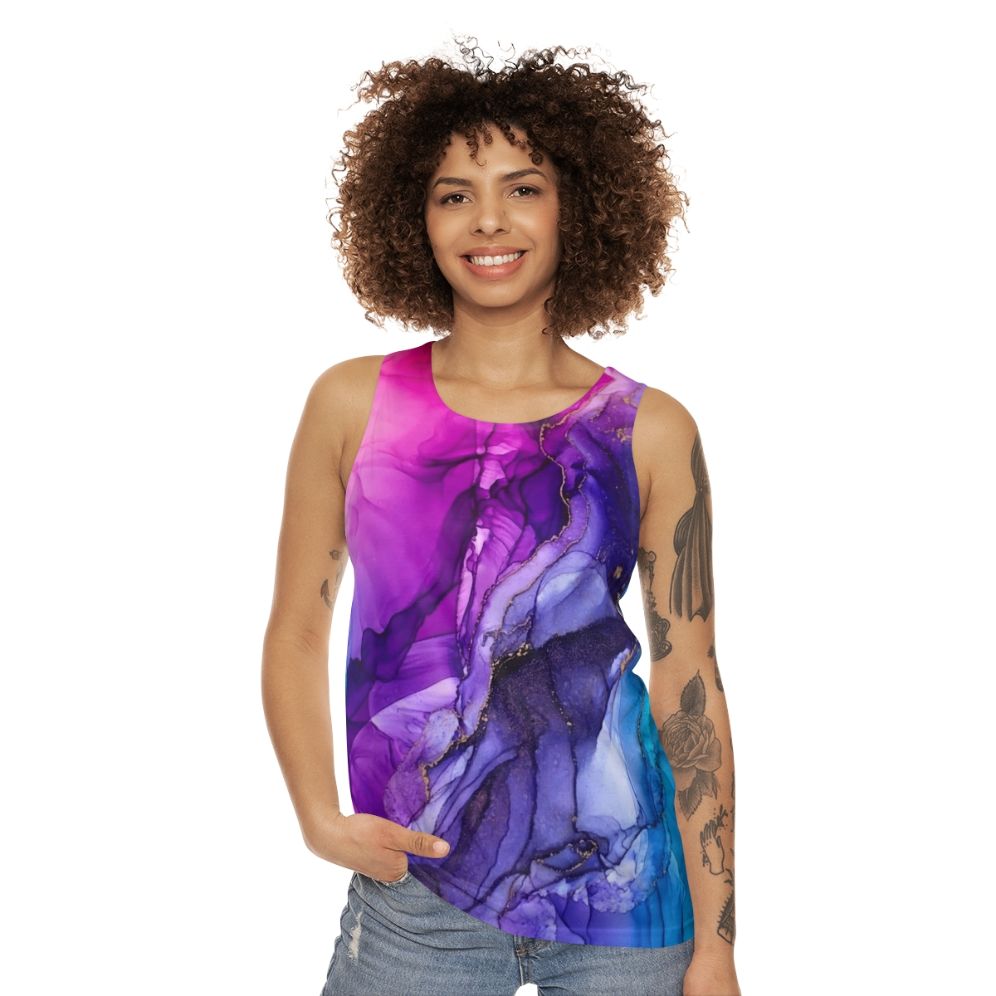 Vibrant rainbow ombre abstract unisex tank top - women