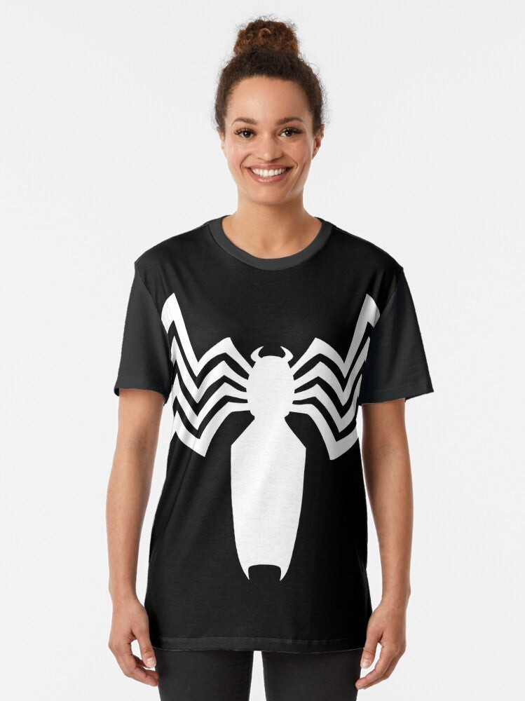 Venom symbiote graphic design on a black t-shirt - Women