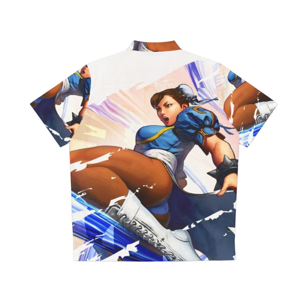 Chun Li inspired Hawaiian shirt featuring the iconic arcade character - Back