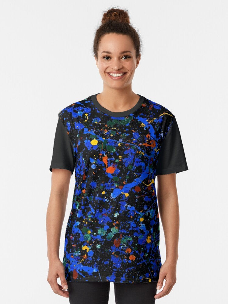 Abstract art graphic t-shirt featuring a Jackson Pollock-inspired design - Women