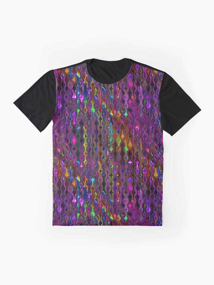 Retro disco graphic t-shirt with colorful, funky 70s/80s inspired design - Flat lay