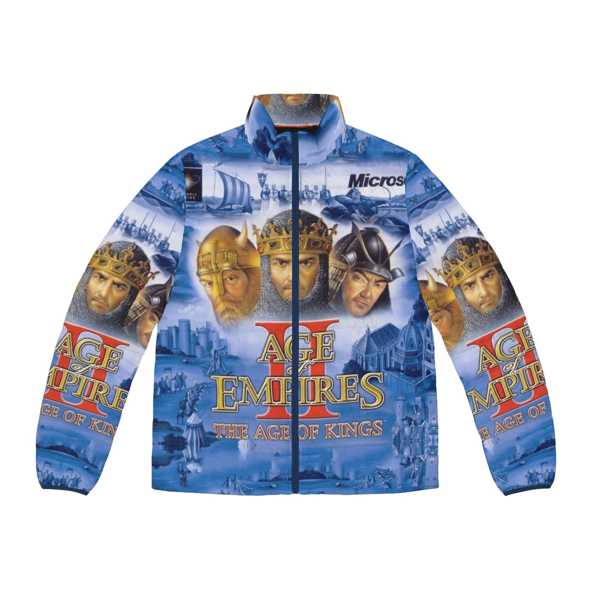 Age of Empires Joke Puffer Jacket featuring humorous gaming references