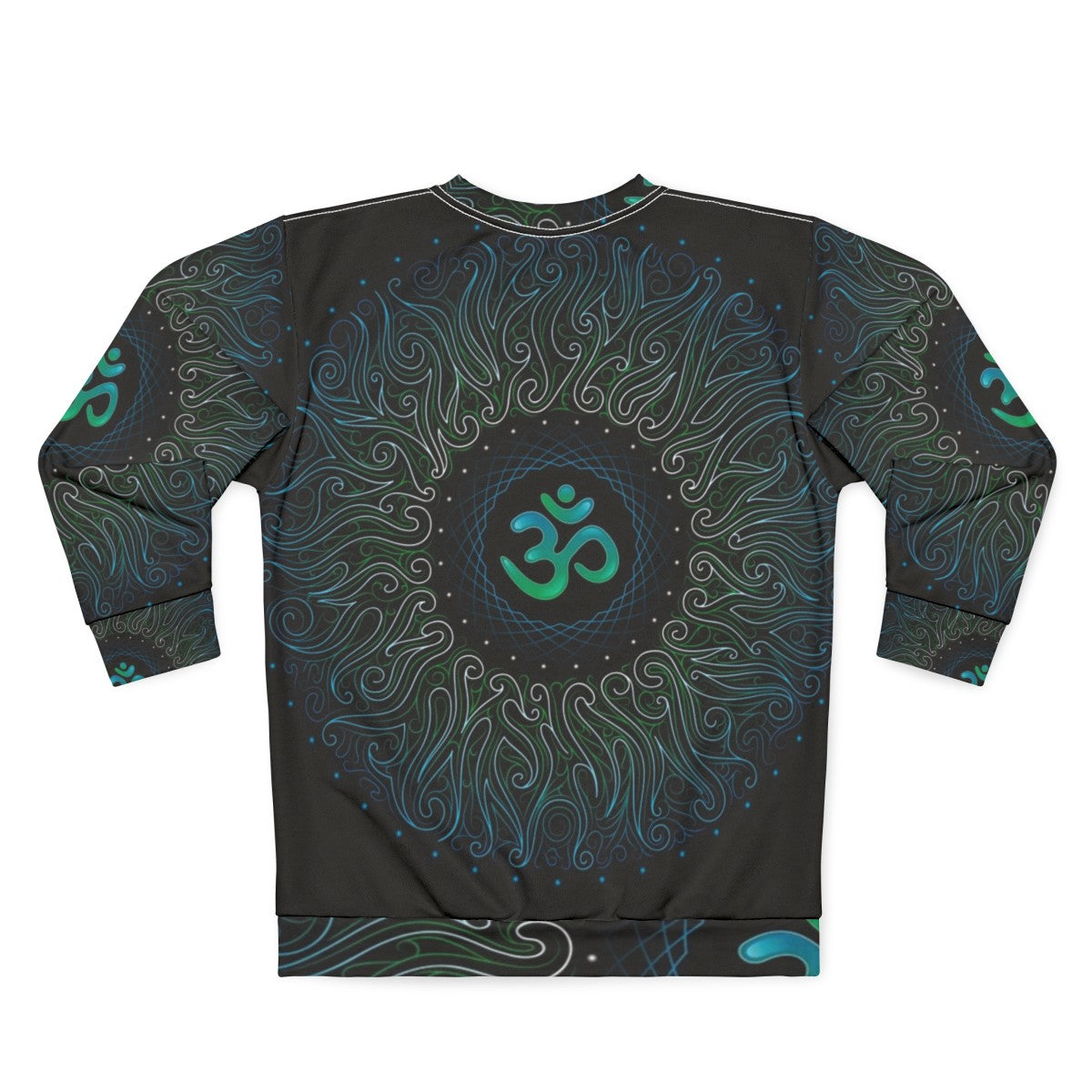 Pranava yoga om mandala sweatshirt with visionary art and sacred geometry - Back