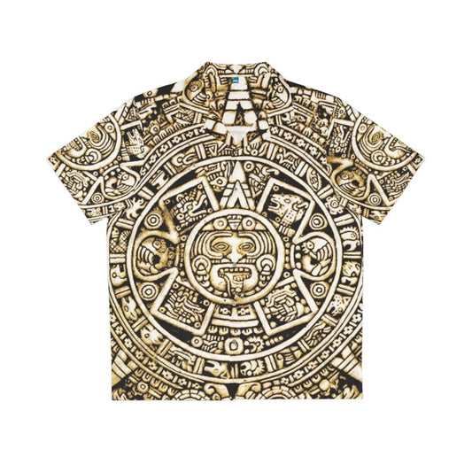 Aztec Calendar Hawaiian Shirt with Mayan Inspired Patterns