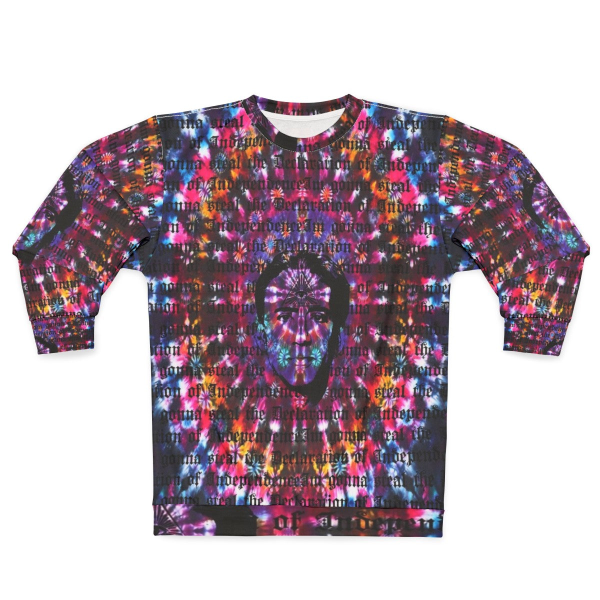 Nicolas Cage tie dye sweatshirt with Shambhala music festival design