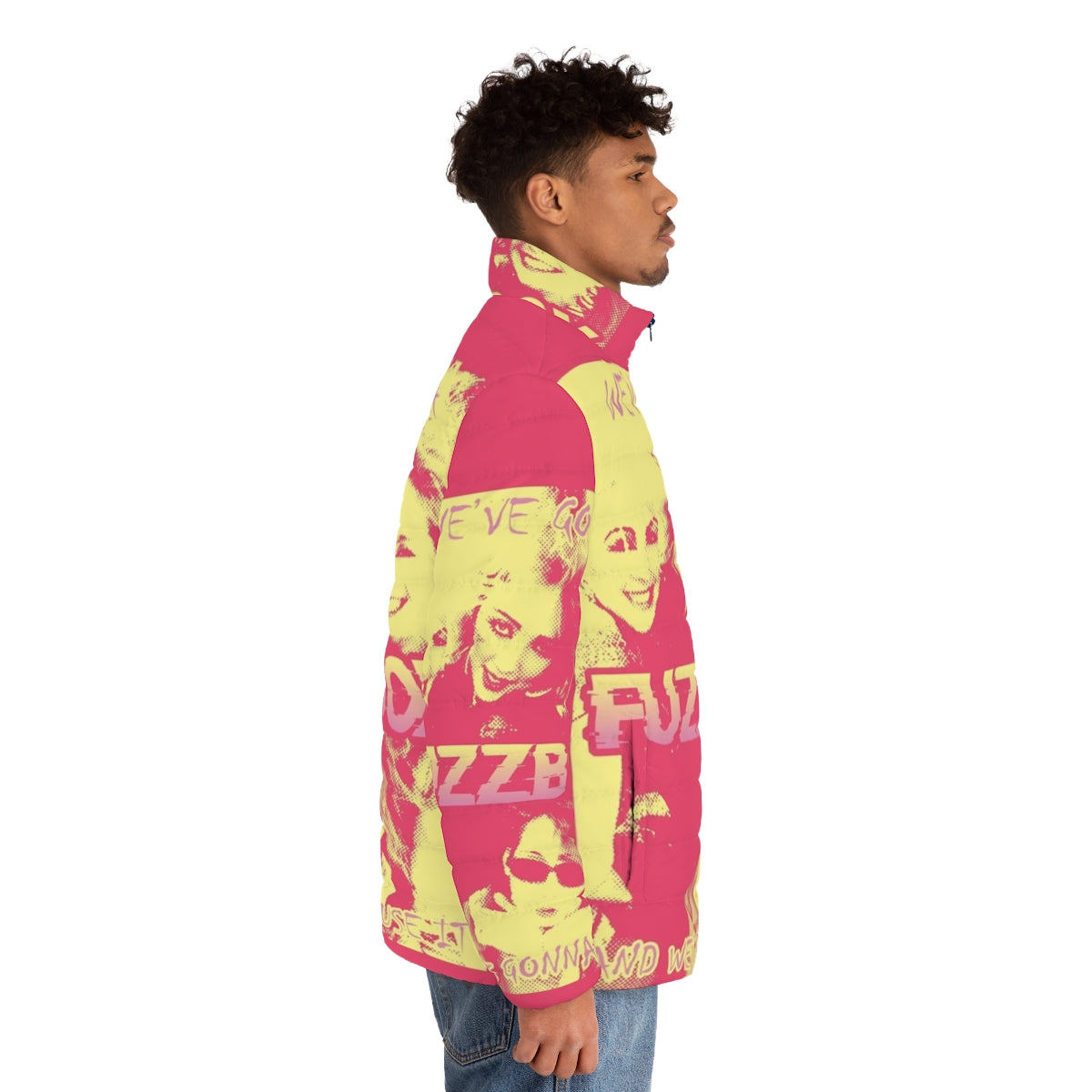 Fuzzbox 80s inspired puffer jacket in a stylish and cozy design - men side right