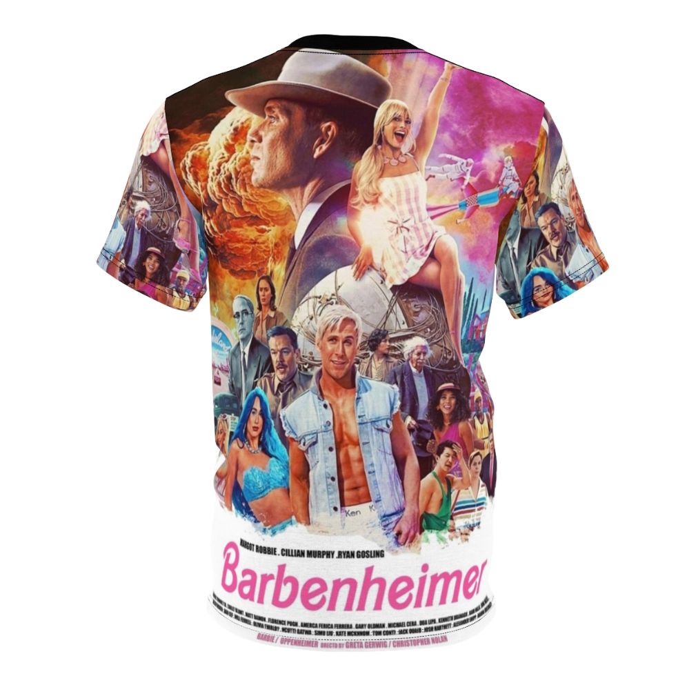 Barbie and Oppenheimer movie crossover t-shirt with nuclear explosion and mushroom cloud design - Back