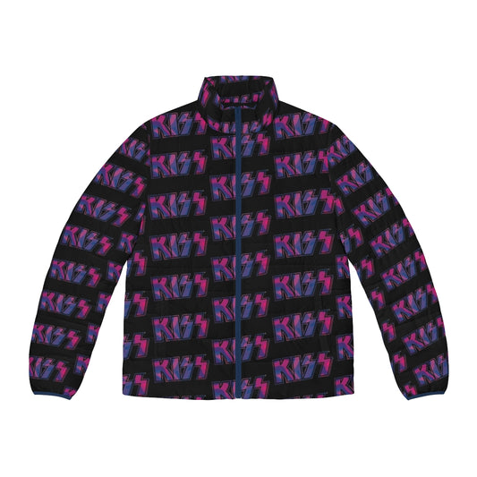 Kiss the Band Pink Purple Tie Dye Dark Puffer Jacket