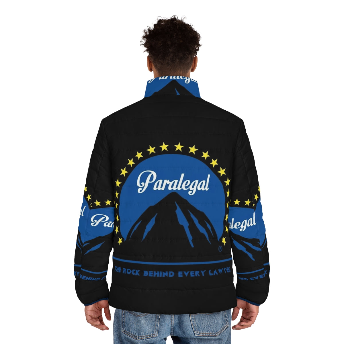 Paralegal Puffer Jacket with Paralegal and Legal Profession Design - men back