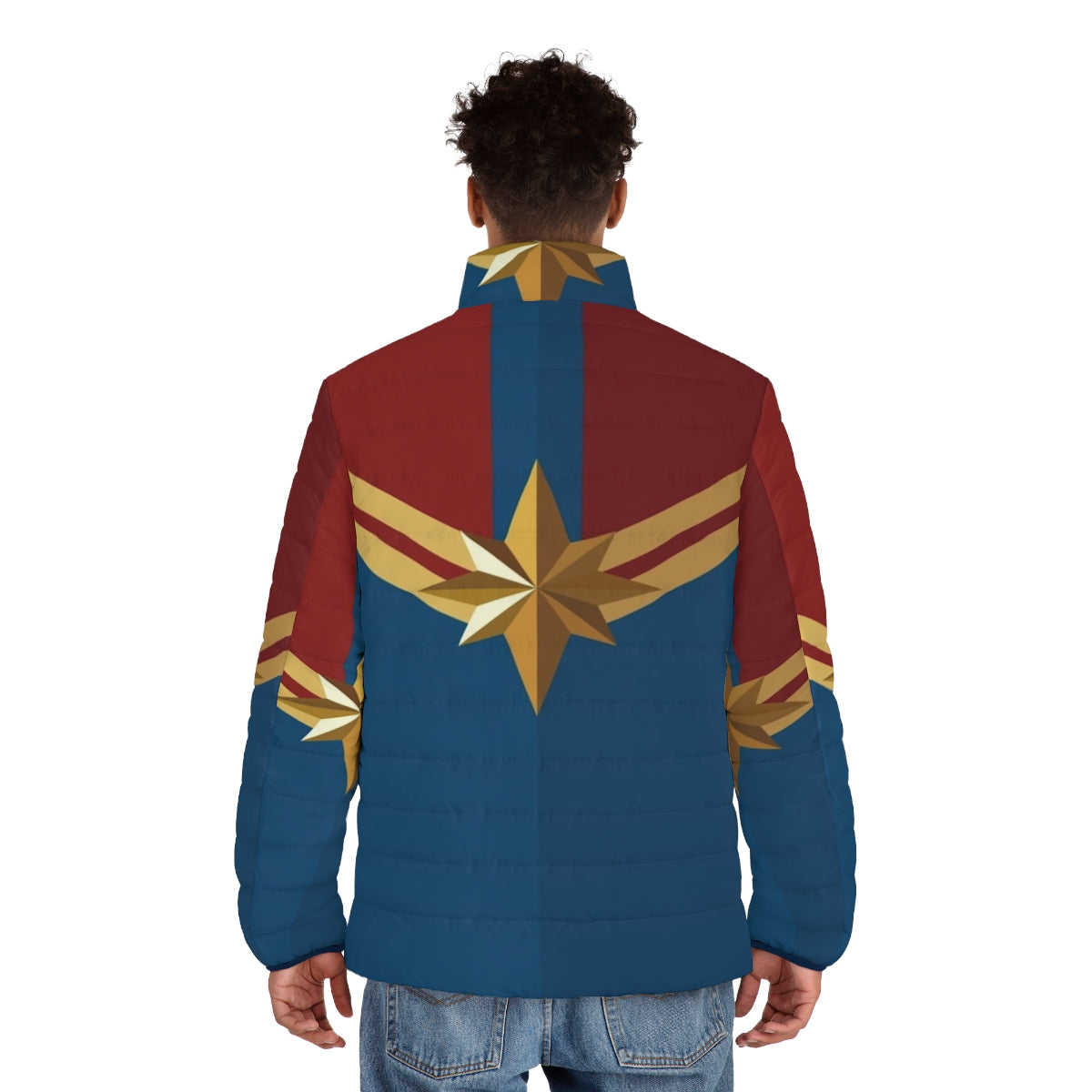 Carol Danvers Captain Marvel superhero costume puffer jacket - men back