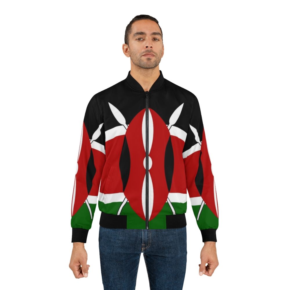 Kenyan flag bomber jacket featuring a bold and vibrant national flag design - Lifestyle