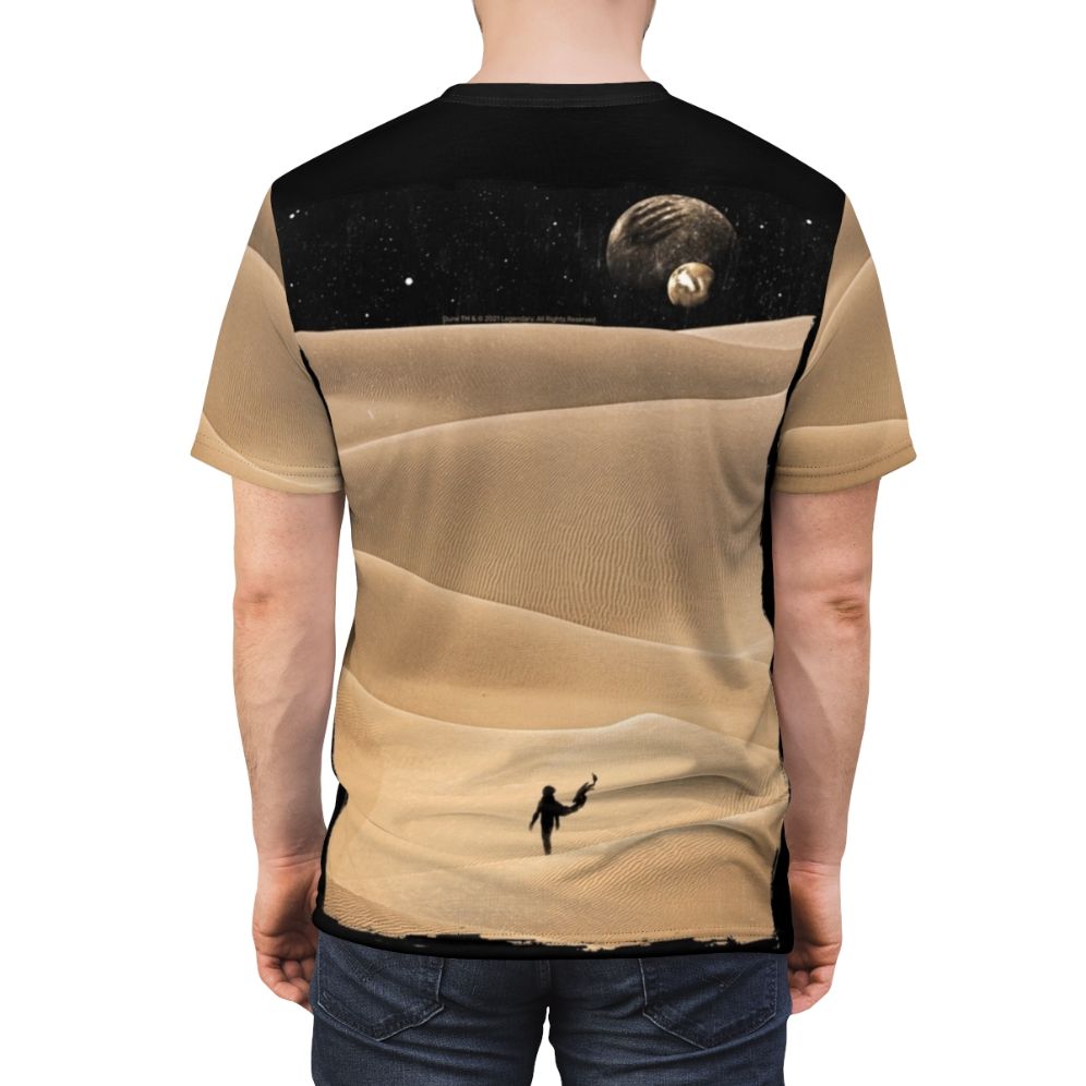 T-shirt with a Dune Arrakis-inspired design, featuring the iconic symbols and factions from the science fiction world. - men back