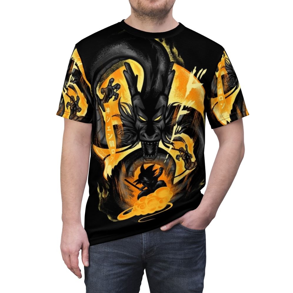 Dragon Ball inspired all-over-print t-shirt featuring Shenron the dragon - men front