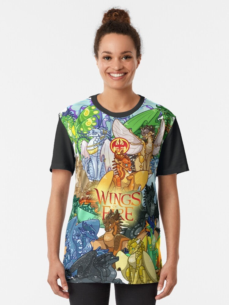 Wings of Fire fantasy graphic t-shirt featuring characters from the book series - Women