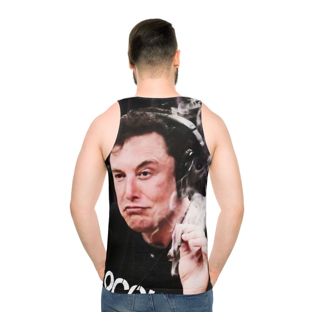 Elon Musk smoking weed unisex tank top - men back