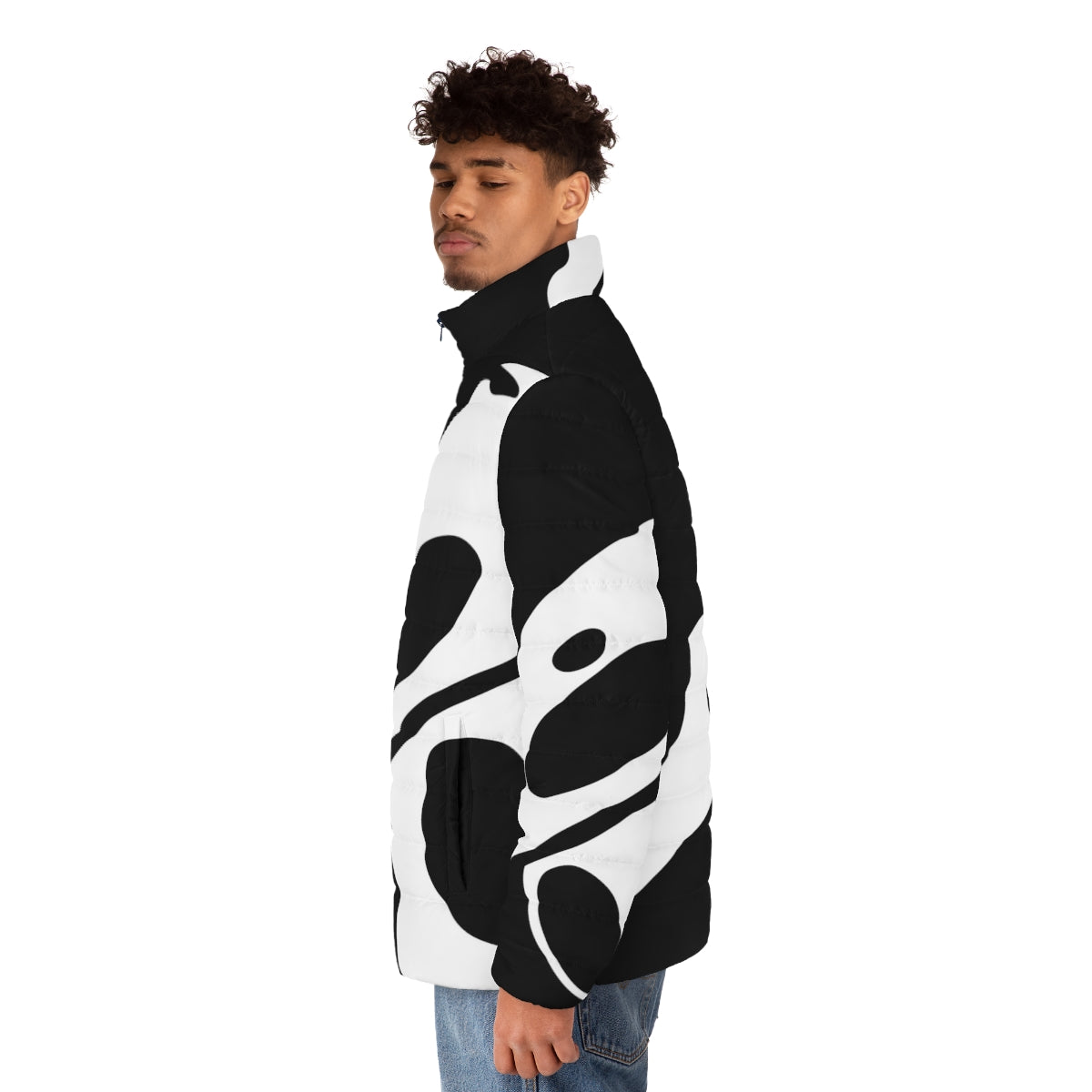 Hollow Knight Quirrel Mask Minimalist Puffer Jacket - men side left