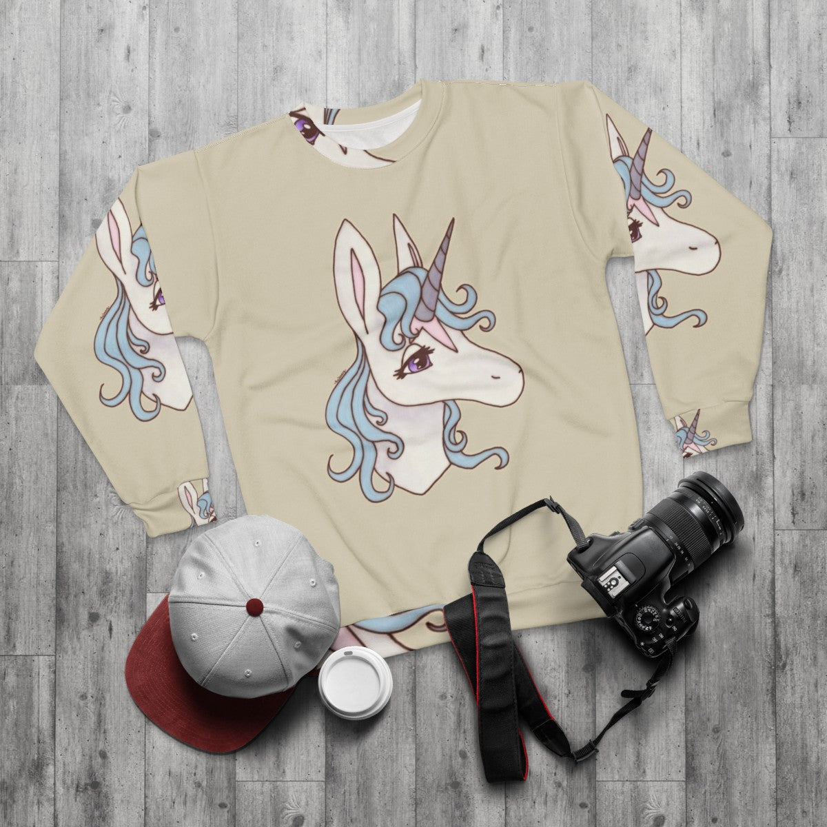 The Last Unicorn Sweatshirt featuring the enchanting Lady Amalthea - flat lay