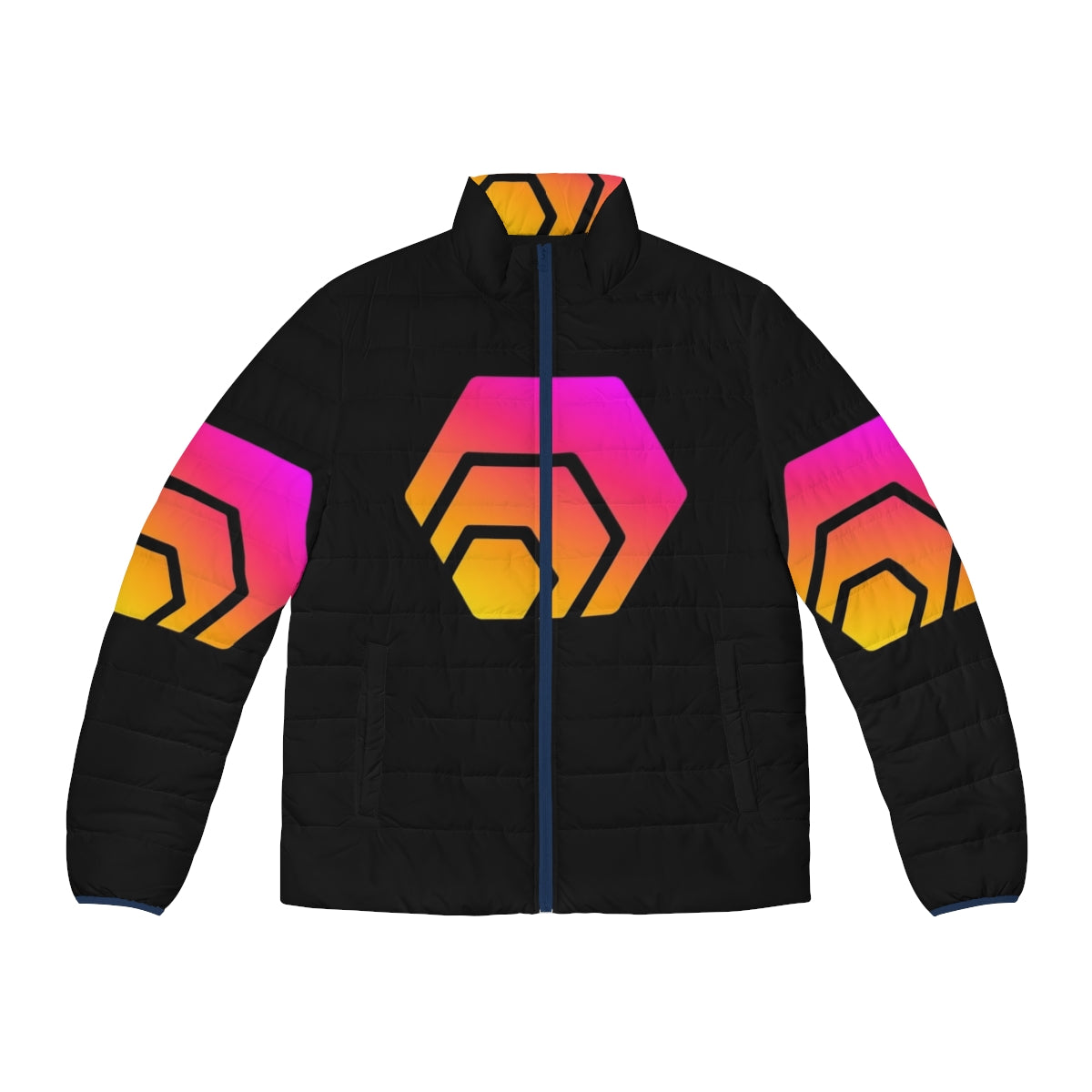 Hex Crypto Hexagon Logo Puffer Jacket - Crypto Fashion Apparel