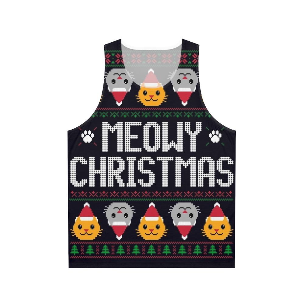 Ugly Christmas sweater cat unisex tank top