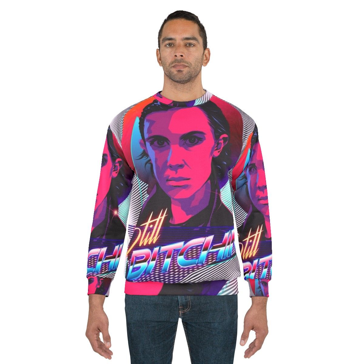 Retro Eleven Is Still Bitchin' Sweatshirt featuring Millie Bobby Brown from Stranger Things - men