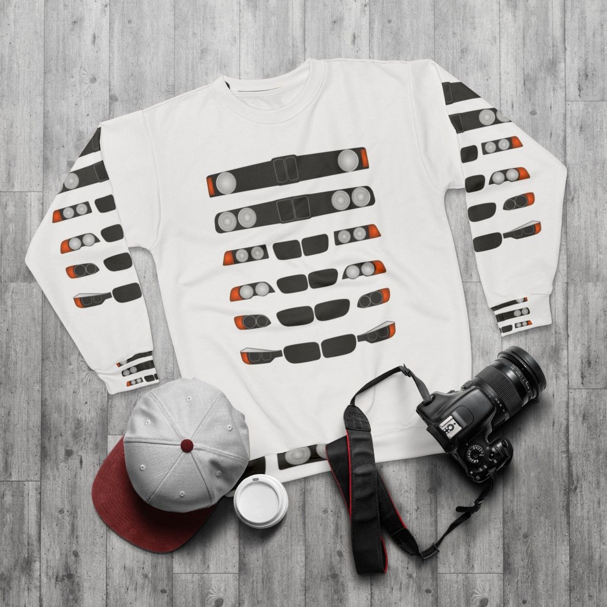 Evolution of the Sports Car Sweatshirt - flat lay