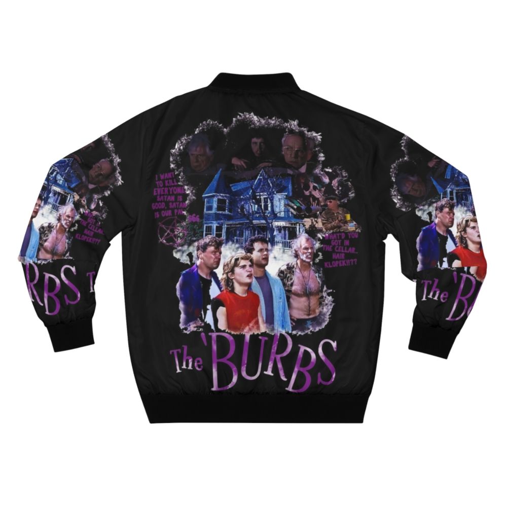 The Burbs film art print bomber jacket featuring classic horror movie quotes and characters - Back