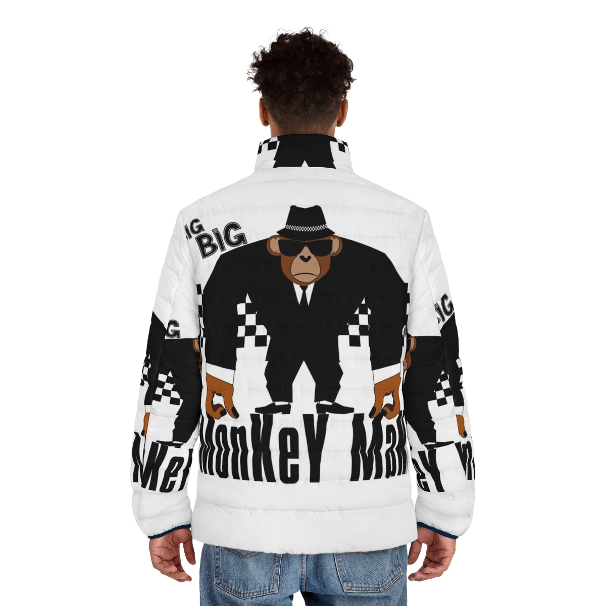 Big Monkey Puffer Jacket with Ska Music Inspired Design - men back