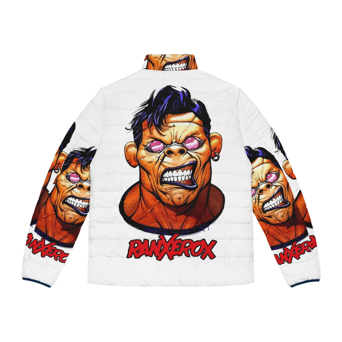 Ranxerox Head Puffer Jacket, featuring the iconic comic book character in a stylish urban design - Back