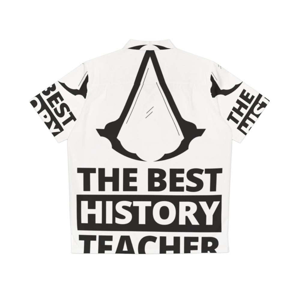 Assassin-Inspired Hawaiian Shirt with History Teacher and Gaming Designs - Back