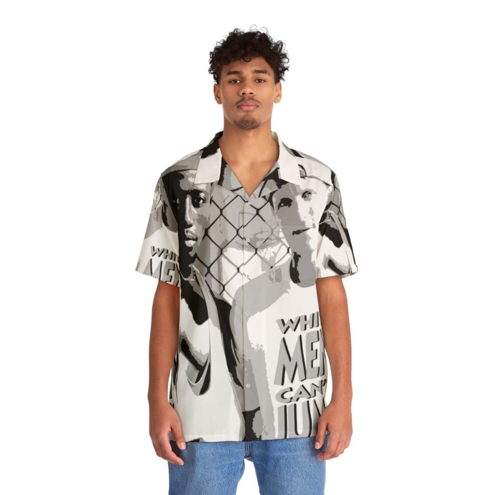 Stencil-style "White Men Can't Jump" Hawaiian shirt - People Front