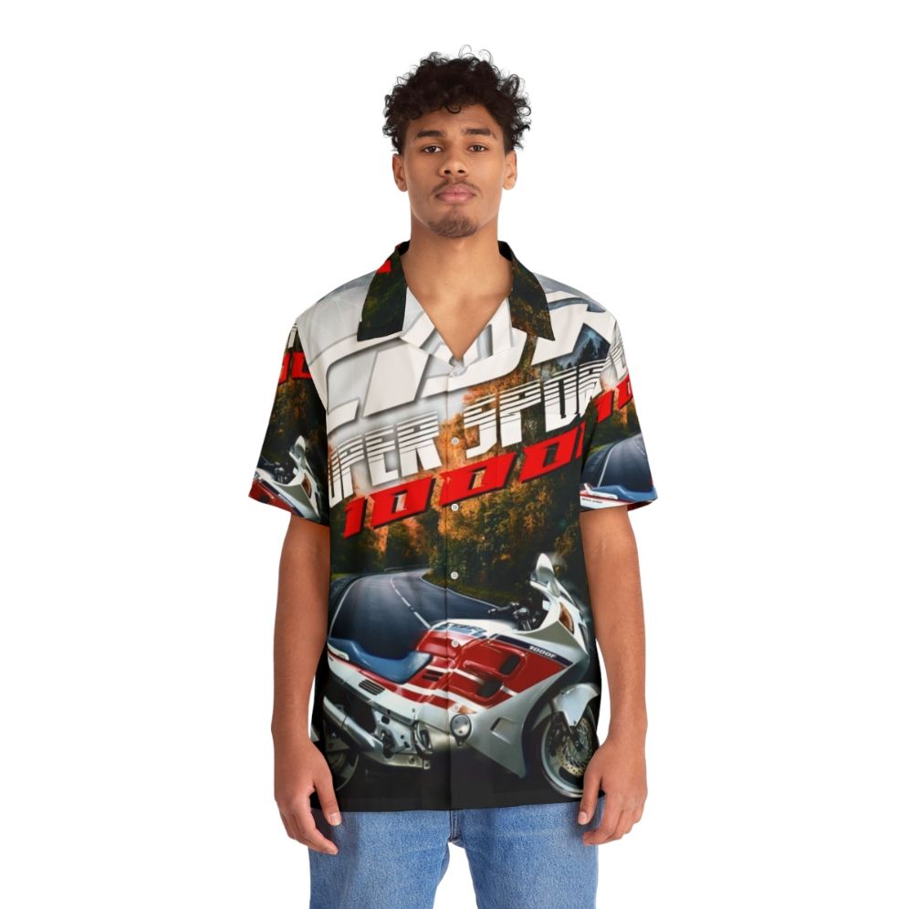 Classic CBR1000F Hawaiian Motorcycle Shirt - People Front