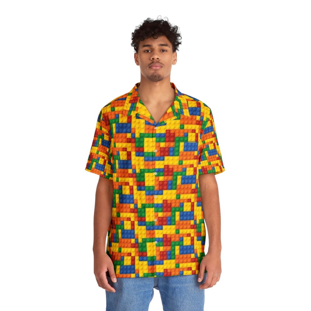 Colorful Lego building blocks Hawaiian shirt - People Front